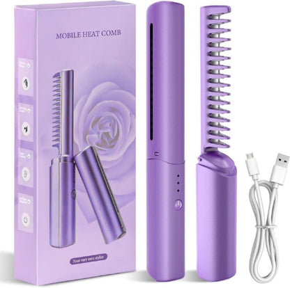 Portable Mini Hair Straightener Cordless Rechargeable Mini Adjustable Hot Hair Straightener