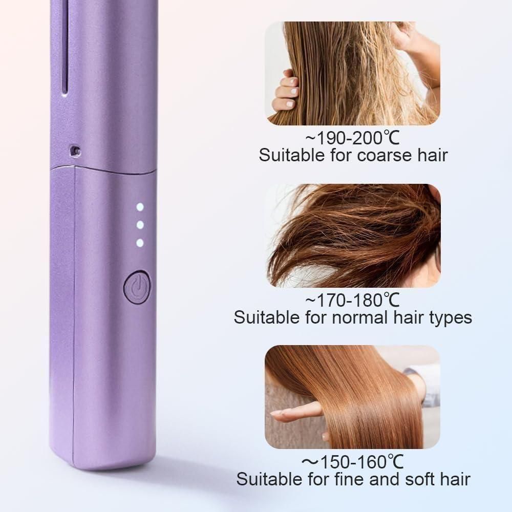 Portable Mini Hair Straightener Cordless Rechargeable Mini Adjustable Hot Hair Straightener