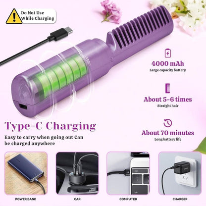 Portable Mini Hair Straightener Cordless Rechargeable Mini Adjustable Hot Hair Straightener