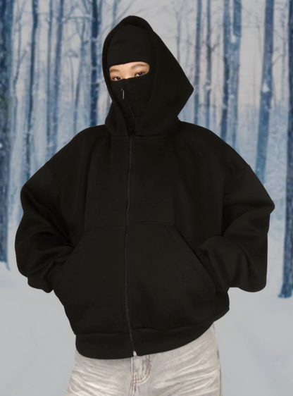 Ninja Hoodie – Unisex Zipper Hoodie with Built-In Mask