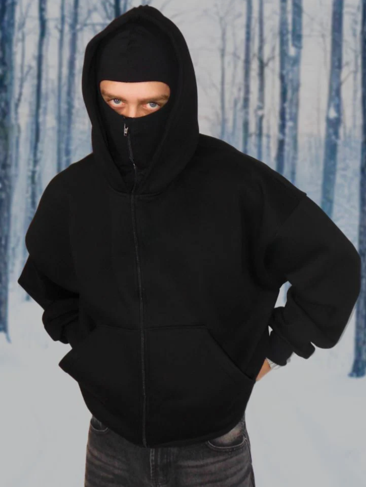 Ninja Hoodie – Unisex Zipper Hoodie with Built-In Mask